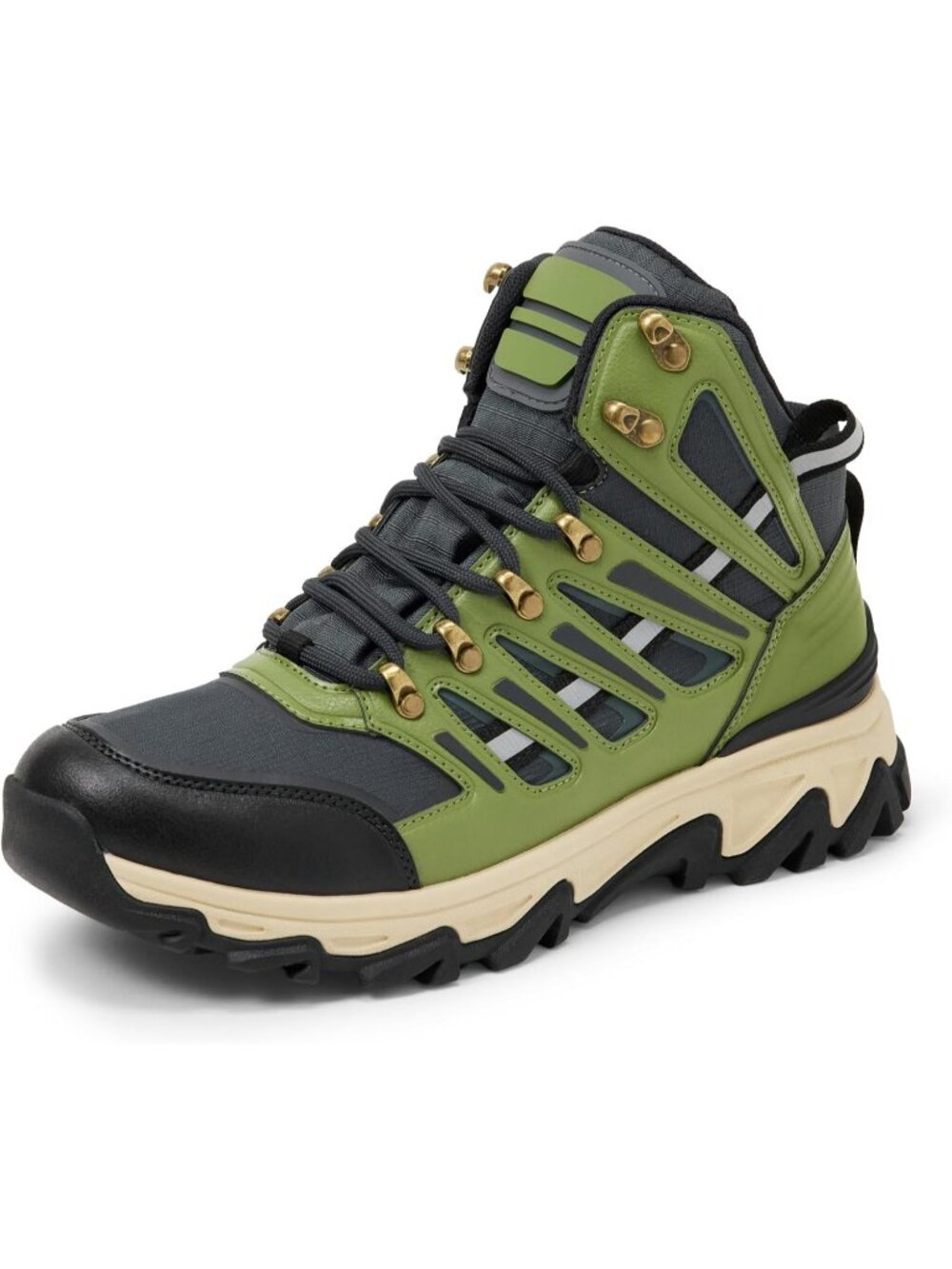 Men's Grey Olive Waterproof Shoes Casual High Top Round Toe Non Slip Hiking Boot